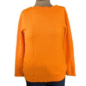 Soft XXL Orange Honeycomb Long Sleeve Comfy Casual Preppy Pullover Sweater